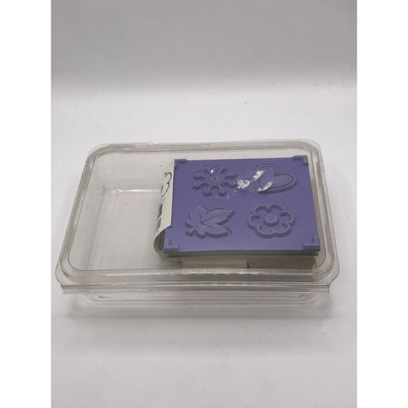 Stampin Up Seasonal Shapes Wood Mounted Rubber Craft Stamps Heart Leaf Snowflake - Picture 5 of 5